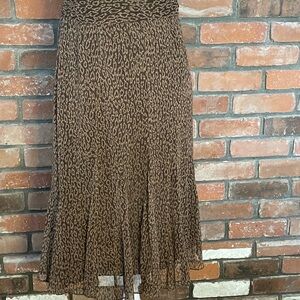 Animal Print Midi Skirt, Sheer, Side Zipper, Sz 8